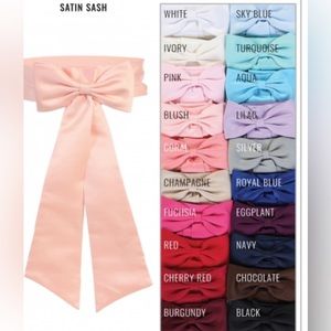 Satin New Flower Girl Sash with Bow adjustable size 2-12 Ivory, Navy or Eggplant